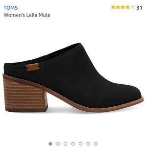 Toms Leila Black Suede Slingback Mule Heel Bootie